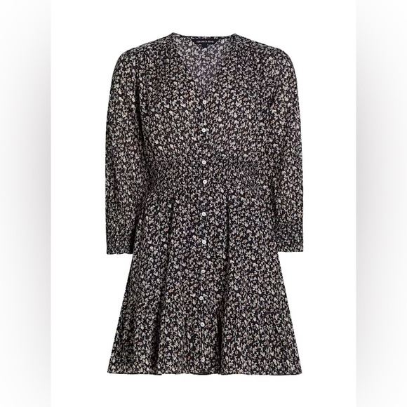 Veronica Beard Katari Floral Cotton Minidress Navy Multi - Picture 2 of 10